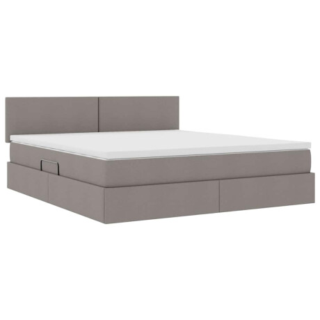 vidaXL Bed met LED -striplichten met opslag Taupe 180 x 200 cm Stof afbeelding2 - 1