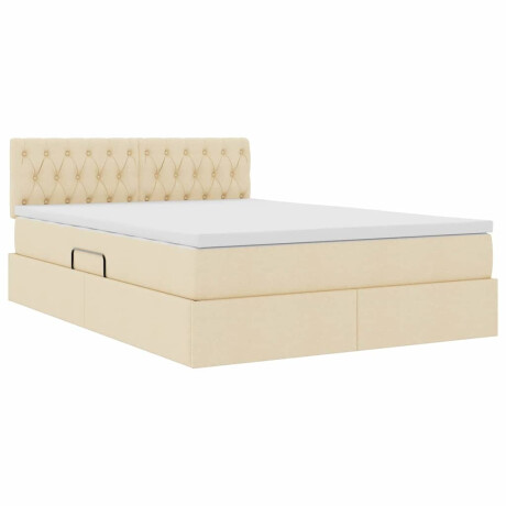 vidaXL Bed met LED -striplichten met opslag Crème 140 x 200 cm Stof afbeelding2 - 1