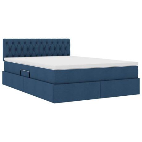vidaXL Bed met LED -striplichten met opslag Blauw 140 x 200 cm Stof afbeelding2 - 1