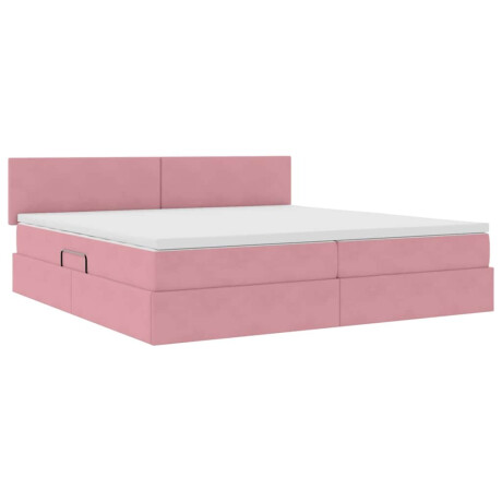 vidaXL Bed met LED -striplichten met opslag Roze 200 x 200 cm Fluweel afbeelding2 - 1