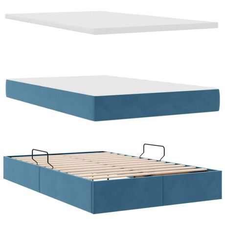 vidaXL Bed met LED -striplichten Donkerblauw 120 x 200 cm Fluweel afbeelding2 - 1