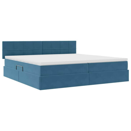 vidaXL Bed met LED -striplichten Donkerblauw 200 x 200 cm Fluweel afbeelding2 - 1