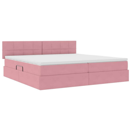 vidaXL Bed met LED -striplichten met opslag Roze 200 x 200 cm Fluweel afbeelding2 - 1