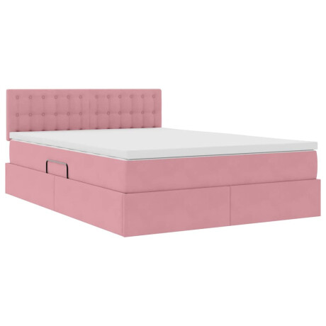 vidaXL Bed met LED -striplichten met opslag Roze 140 x 190 cm Fluweel afbeelding2 - 1