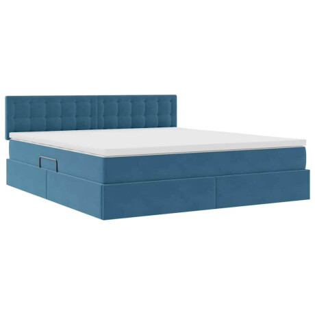 vidaXL Bed met LED -striplichten Donkerblauw 180 x 200 cm Fluweel afbeelding2 - 1