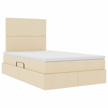 vidaXL Bed met LED -striplichten met opslag Crème 120 x 200 cm Stof afbeelding2 - 1