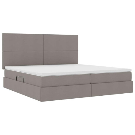 vidaXL Bed met LED -striplichten met opslag Taupe 200 x 200 cm Stof afbeelding2 - 1