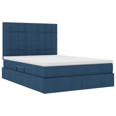 vidaXL Bed met LED -striplichten met opslag Blauw 140 x 200 cm Stof afbeelding2 - 1
