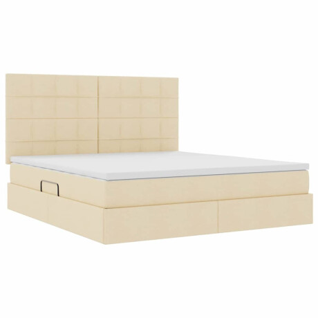 vidaXL Bed met LED -striplichten met opslag Crème 160 x 200 cm Stof afbeelding2 - 1