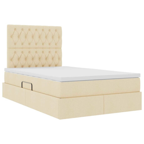 vidaXL Bed met LED -striplichten met opslag Crème 120 x 200 cm Stof afbeelding2 - 1