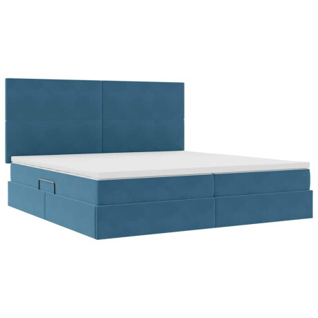 vidaXL Bed met LED -striplichten Donkerblauw 200 x 200 cm Fluweel afbeelding2 - 1