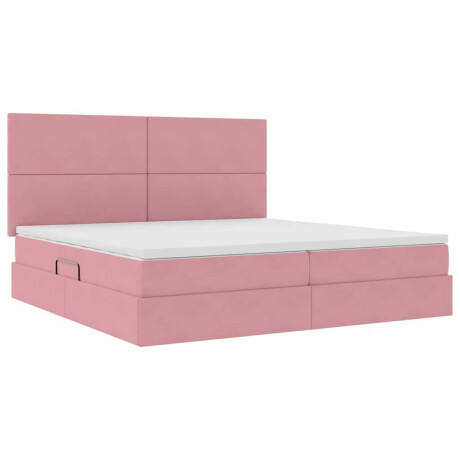 vidaXL Bed met LED -striplichten met opslag Roze 200 x 200 cm Fluweel afbeelding2 - 1