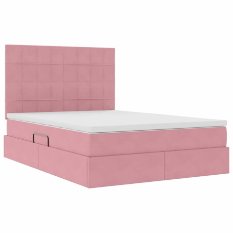 vidaXL Bed met LED -striplichten met opslag Roze 140 x 200 cm Fluweel afbeelding2 - 1