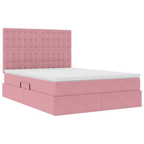vidaXL Bed met LED -striplichten met opslag Roze 140 x 190 cm Fluweel afbeelding2 - 1