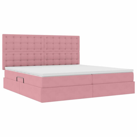 vidaXL Bed met LED -striplichten met opslag Roze 200 x 200 cm Fluweel afbeelding2 - 1