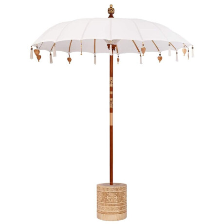 vidaXL Balinese Parasol Crème 180-190 cm Katoen, massief hout afbeelding2 - 1