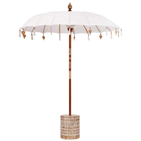 vidaXL Balinese Parasol Crème 180-190 cm Katoen, massief hout afbeelding2 - 1