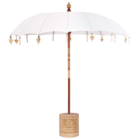 vidaXL Balinese Parasol Crème 210-220 cm Katoen, massief hout afbeelding2 - 1