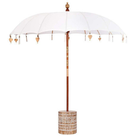 vidaXL Balinese Parasol Crème 210-220 cm Katoen, massief hout afbeelding2 - 1