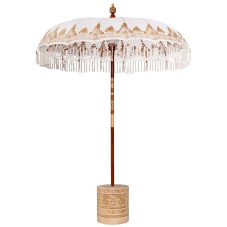 vidaXL Balinese Parasol 260 Crème 180-190 cm Katoen en massief hout afbeelding2 - 1