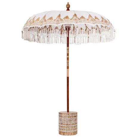 vidaXL Balinese Parasol 260 Crème 180-190 cm Katoen en massief hout afbeelding2 - 1