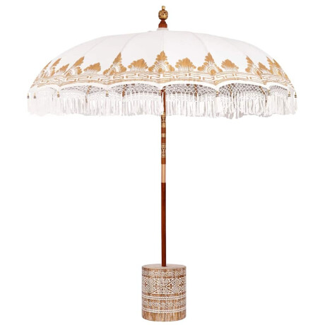 vidaXL Balinese Parasol 260 Crème 210-220 cm Katoen en massief hout afbeelding2 - 1