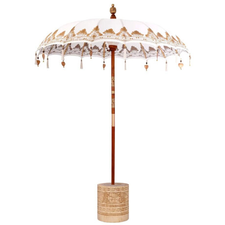 vidaXL Balinese Parasol Crème 180-190 cm Katoen, massief hout afbeelding2 - 1