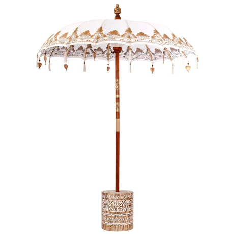 vidaXL Balinese Parasol Crème 180-190 cm Katoen, massief hout afbeelding2 - 1