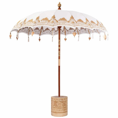 vidaXL Balinese Parasol Crème 210-220 cm Katoen, massief hout afbeelding2 - 1