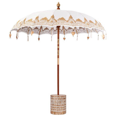 vidaXL Balinese Parasol Crème 210-220 cm Katoen, massief hout afbeelding2 - 1