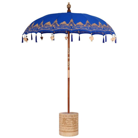 vidaXL Balinese Parasol Blauw 180-190 cm Katoen, massief hout afbeelding2 - 1