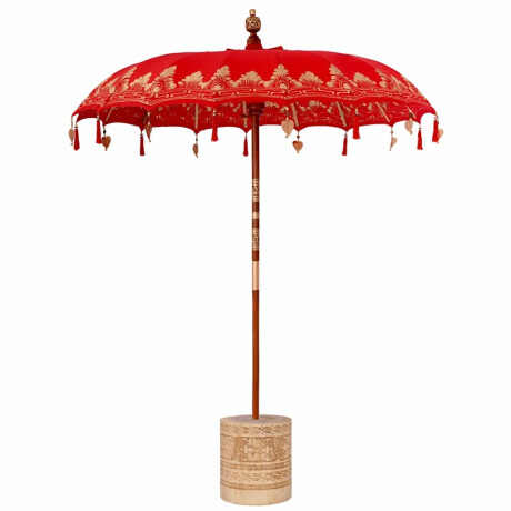 vidaXL Balinese Parasol Rood 180-190 cm Katoen, massief hout afbeelding2 - 1