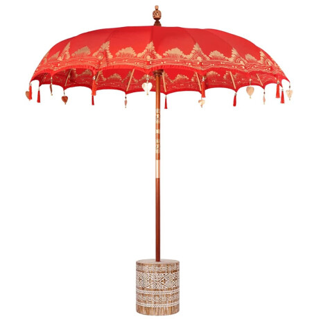 vidaXL Balinese Parasol Rood 210-220 cm Katoen, massief hout afbeelding2 - 1