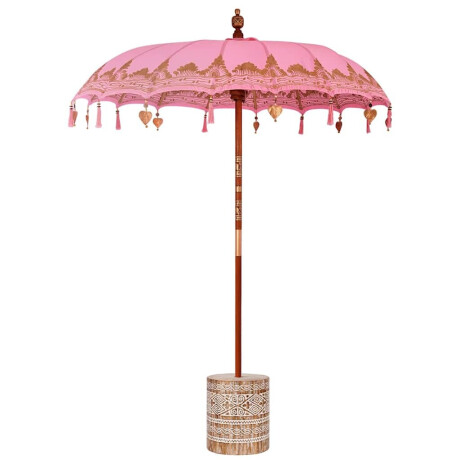 vidaXL Balinese Parasol Roze 180-190 cm Katoen, massief hout afbeelding2 - 1