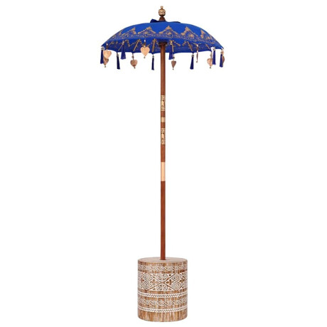 vidaXL Parasol met Basis Blauw, Bruin 250 cm Katoen, Hout afbeelding2 - 1