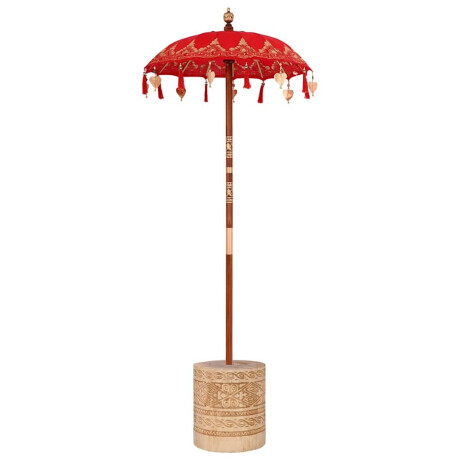 vidaXL Parasol met Basis Rood, Bruin 250 cm Katoen, Hout afbeelding2 - 1