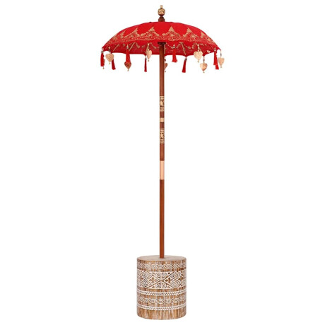 vidaXL Parasol met Basis Rood, Bruin 250 cm Katoen, Hout afbeelding2 - 1