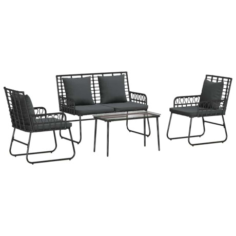 vidaXL Tuinmeubelset met kussen 4 pcs Zwart en Anthraciet poly rattan afbeelding2 - 1