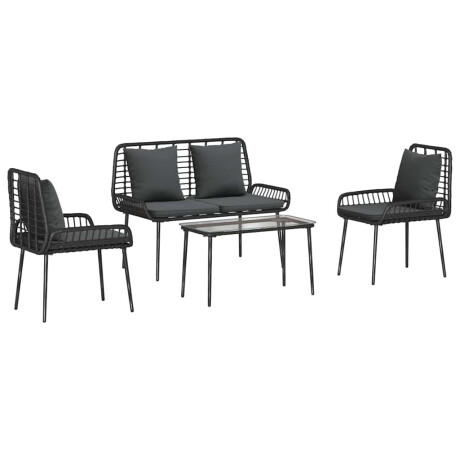 vidaXL Tuinmeubelset met kussen 4 pcs Zwart en Crème poly rattan afbeelding2 - 1