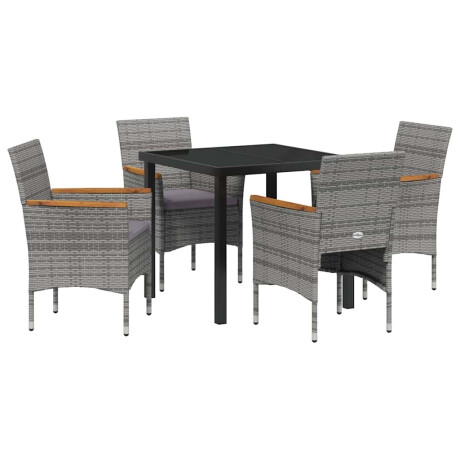 vidaXL Tuin Eetset met kussen 5 pcs Grijs Poly riet afbeelding2 - 1