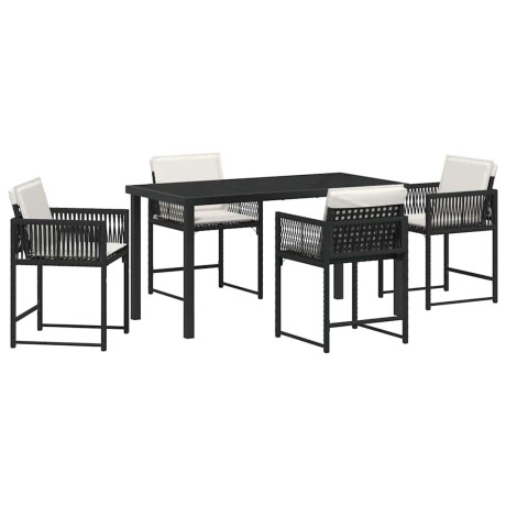 vidaXL Tuin eettafelset 5 pcs Zwart poly rattan afbeelding2 - 1