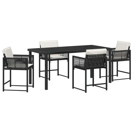 vidaXL Tuin Eetset 5 pcs Zwart poly rattan afbeelding2 - 1