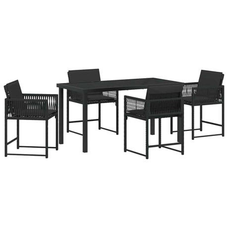 vidaXL Tuin eettafelset 5 pcs Zwart poly rattan afbeelding2 - 1