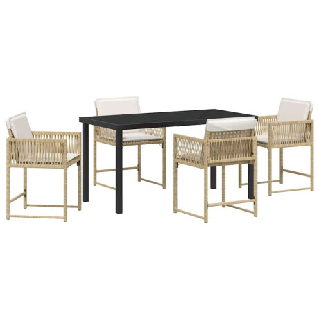 vidaXL Tuin eettafelset 5 pcs Beige poly rattan afbeelding2 - 1