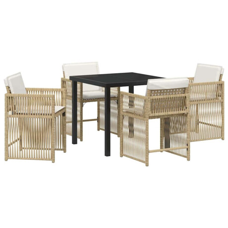 vidaXL Tuin Eetset 5 pcs Beige poly rattan afbeelding2 - 1