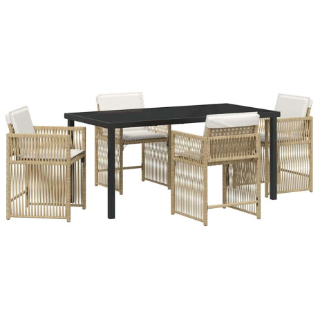 vidaXL Tuin Eetset 5 pcs Beige poly rattan afbeelding2 - 1