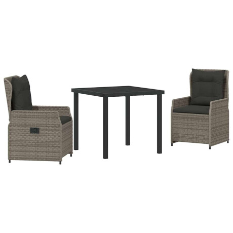 vidaXL Tuin Eetset 3 pcs Grijs poly rattan afbeelding2 - 1