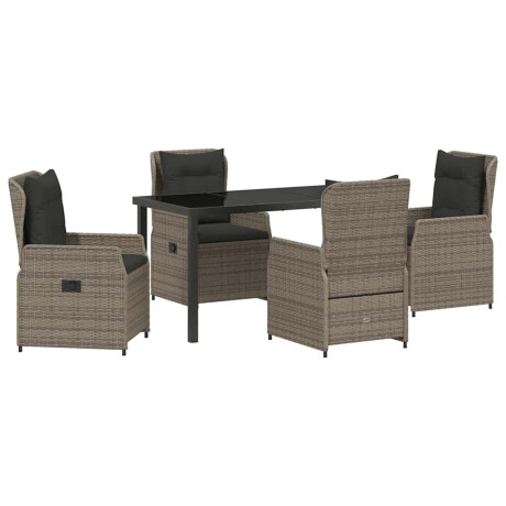 vidaXL Tuin Eetset 5 pcs Grijs poly rattan afbeelding2 - 1