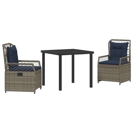 vidaXL Tuin Eetset 3 pcs Grijs poly rattan afbeelding2 - 1