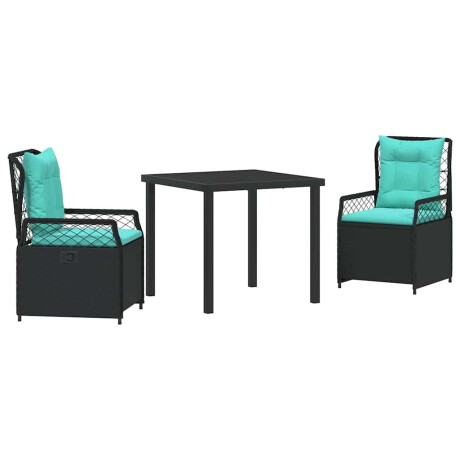 vidaXL Tuin Eetset 3 pcs Zwart poly rattan afbeelding2 - 1
